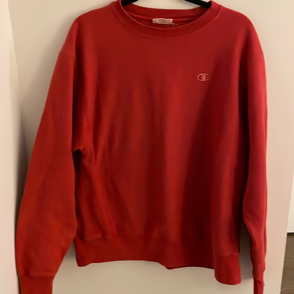 Oversized Red Champion Crewneck Sweatshirt - size Large